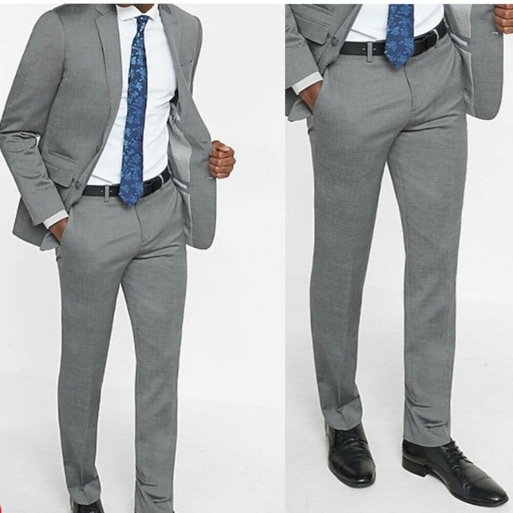 New Express Mens W40 L32 Dress Pants Slim Oxford Suit Pant Size Grey NWT